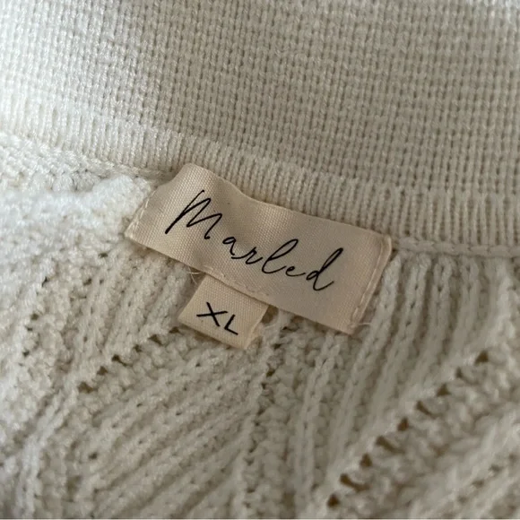 Marled Cream green Stripe Knitted Sweater Size XL